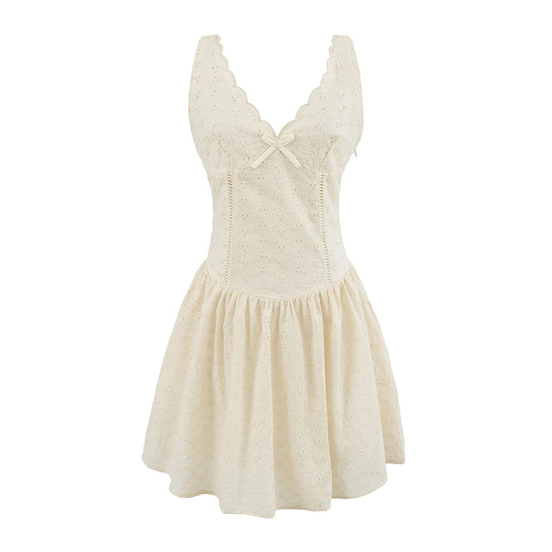Vestido Prairie Chic – Floral Bordado, Mini, Verão