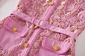 Vestido Renda Com Cinto - Luxo