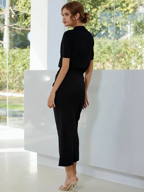 Conjunto saia midi e camiseta elegante