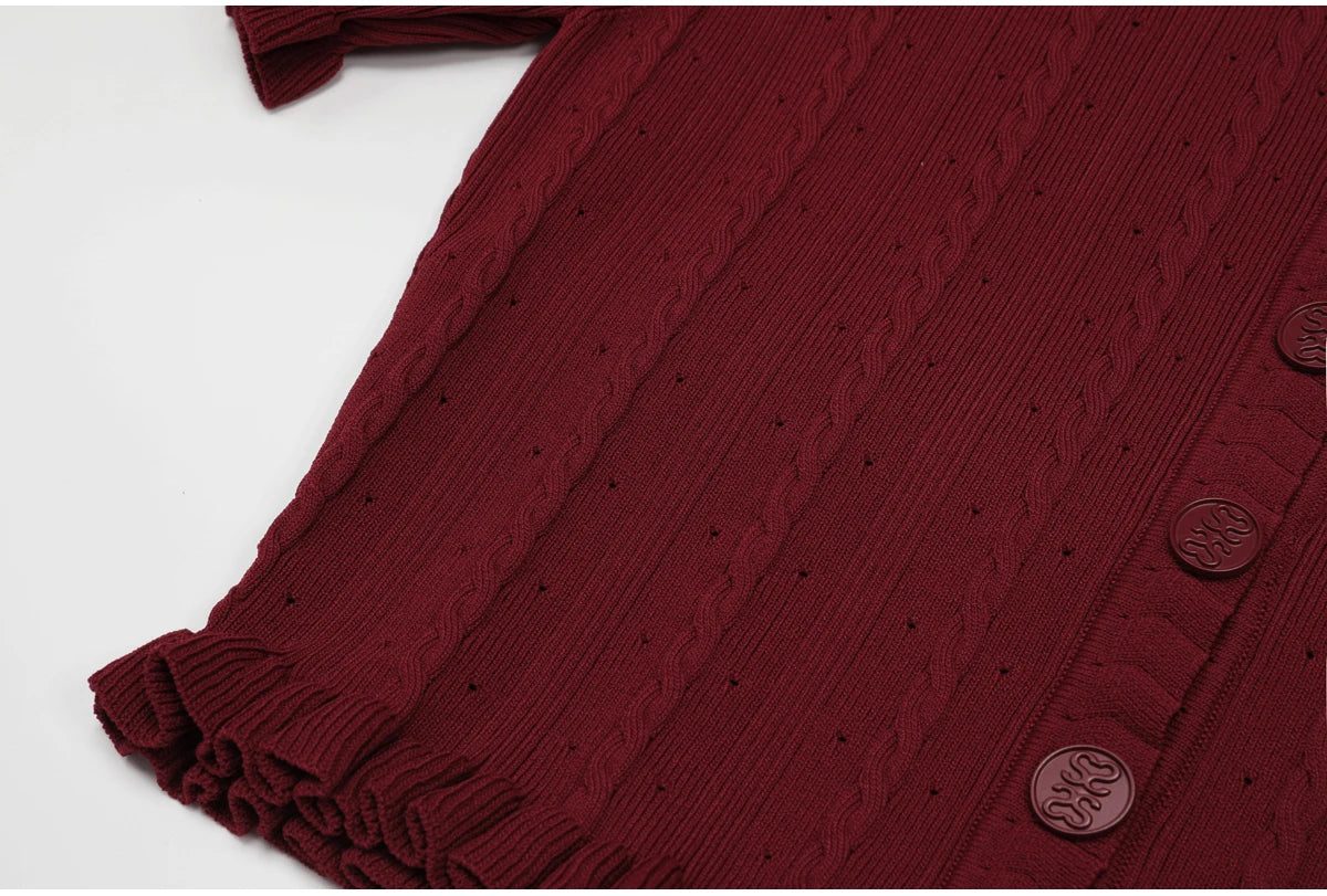 Conjunto Elegante em Tricot com Manga Curta e Saia