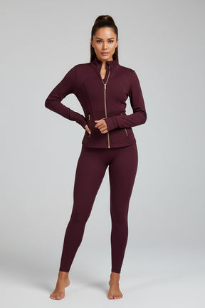 Conjunto Esportivo Feminino com Zíper Dourado e Calça Modeladora