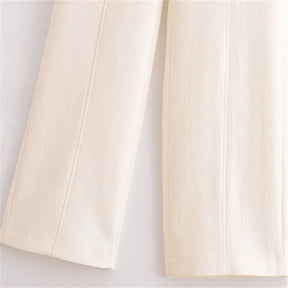 Conjunto Feminino Elegância Clássica – Blazer Transpassado com Botões Duplos e Calça de Cintura Alta