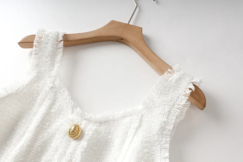 Vestido tweed tecido de luxo qualidade