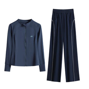 Conjunto Esportivo 2 Peças – Jaqueta de Manga Longa e Calça Pantalona Conforto Total