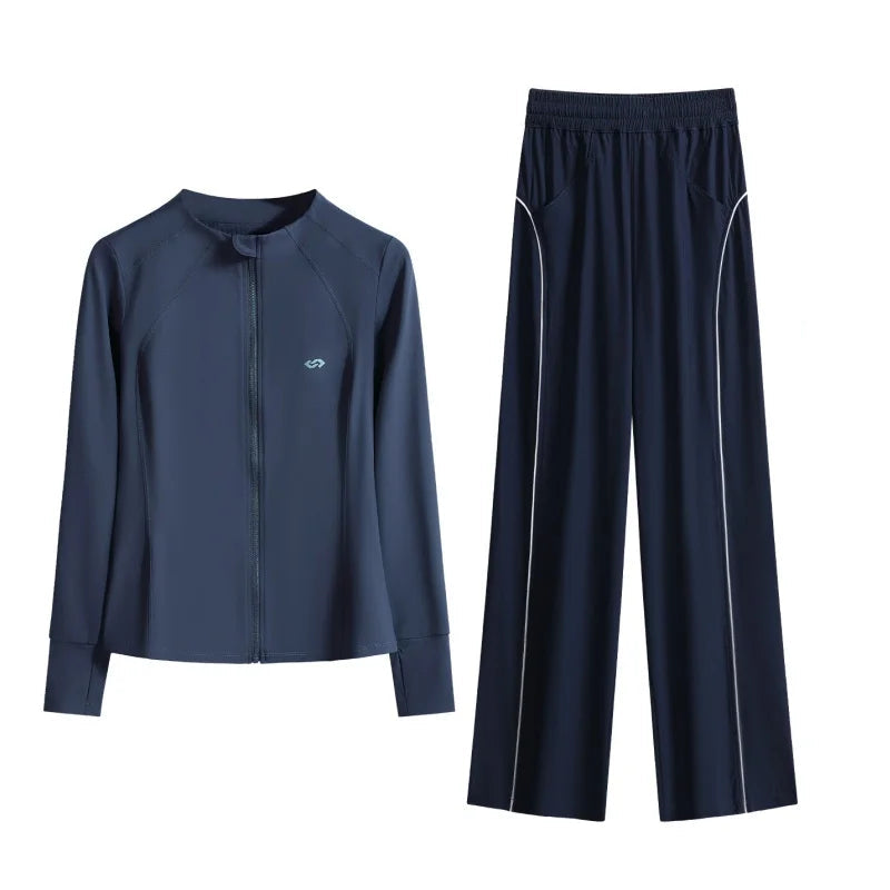 Conjunto Esportivo 2 Peças – Jaqueta de Manga Longa e Calça Pantalona Conforto Total