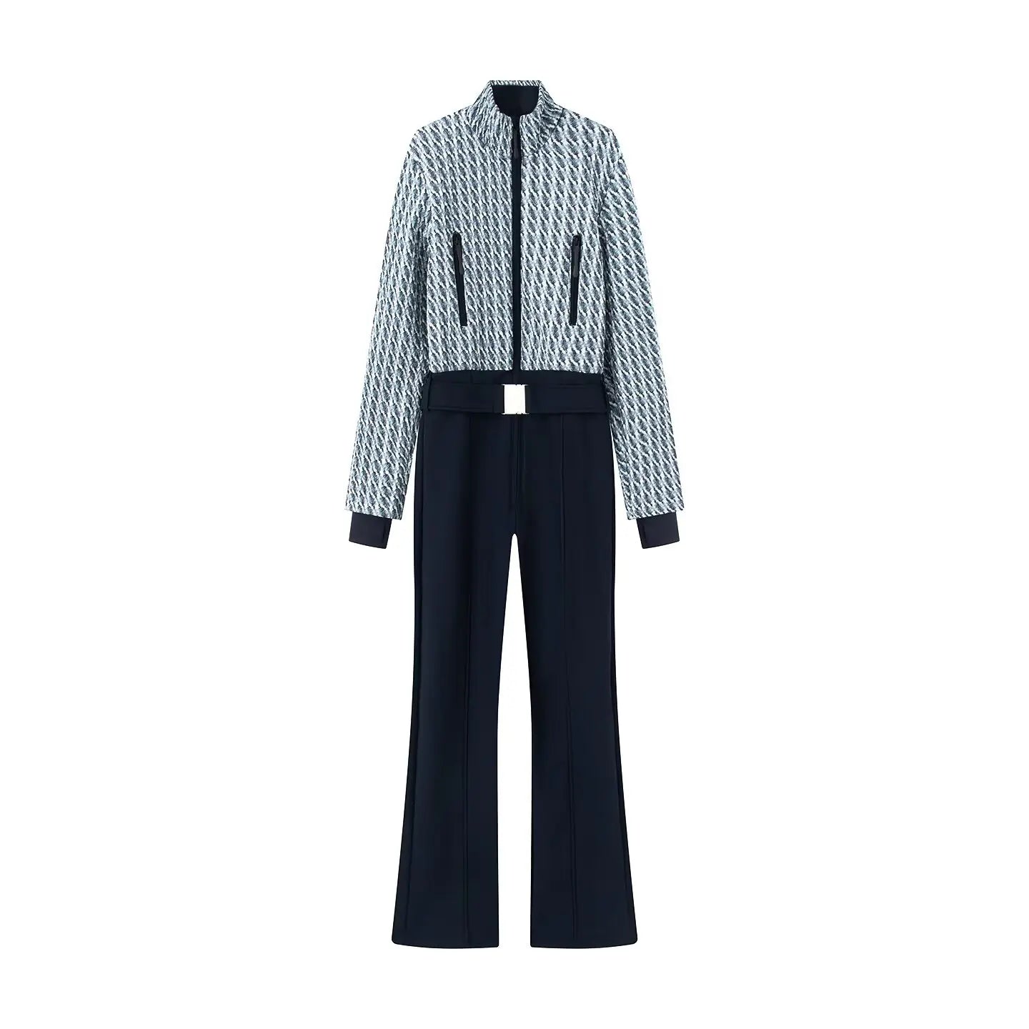 Macacão Feminino Esportivo Elegante – Proteção Térmica, Cintura Alta e Fechamento em Zíper impermeável