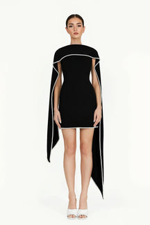 Vestido de Alfaiataria com Design Assimétrico Bordado com Perolas