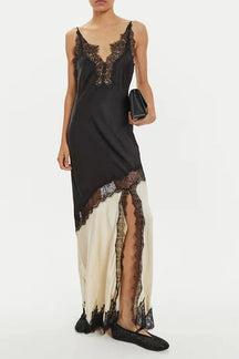 Vestido com Recortes Esculpidos em Renda e Elegância Patchwork