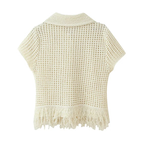 Conjunto em Tricô Vazado – Saia Mini + Camisa