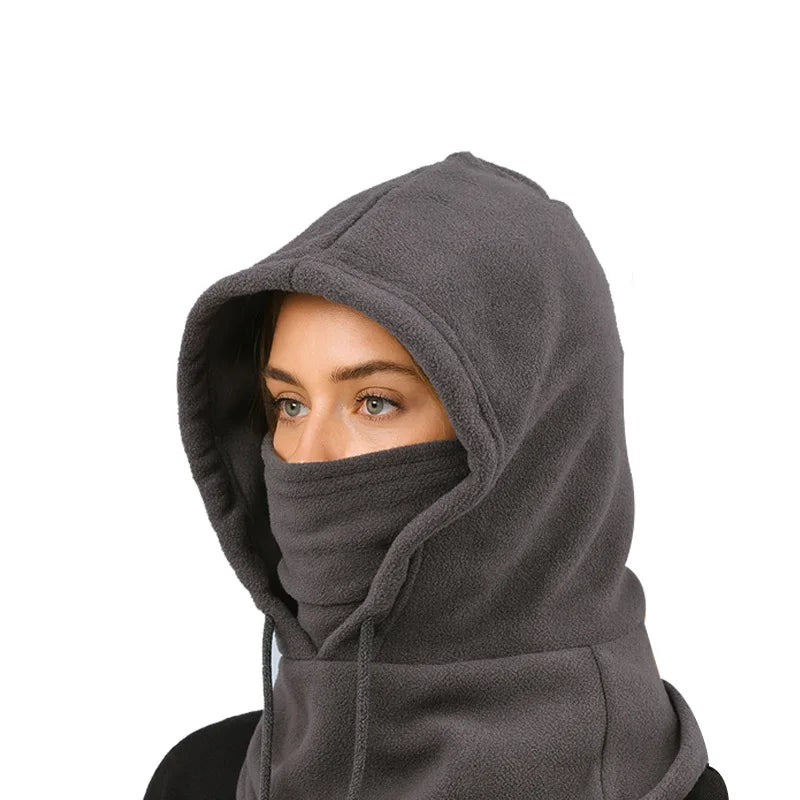 Gorro Térmico de Inverno com Protetor Facial e Cachecol Integrado – Fleece Corta-Vento