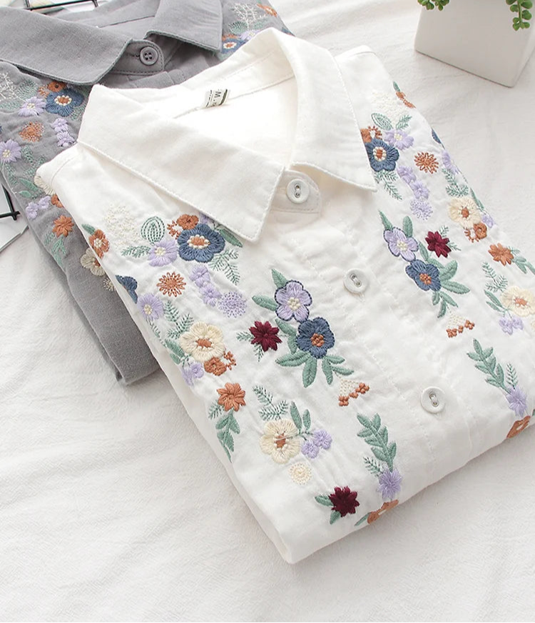 Camisa 100% Algodão com Bordado – Conforto e Estilo Natural