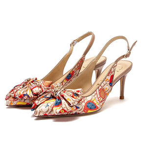 Sandálias CHCH – Salto Alto 7cm, Bico Fino com Laço