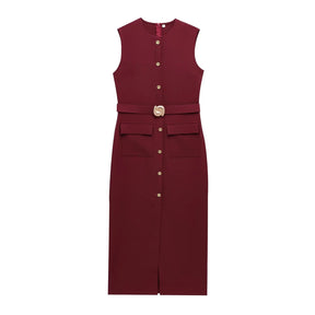 Vestido Midi com Cinto e Fenda – Elegância e Estilo em Cada Detalhe