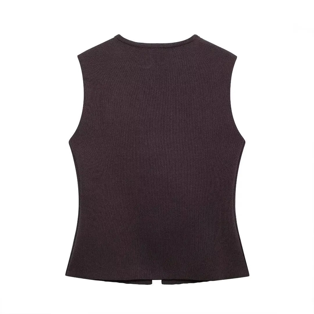 Conjunto – Toque Retrô Elegante, Blusa Tricotada Sem Mangas + Saia Longa Moderna