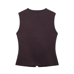 Conjunto – Toque Retrô Elegante, Blusa Tricotada Sem Mangas + Saia Longa Moderna