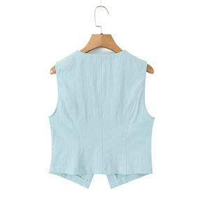 Conjunto – Colete Sem Mangas + Saia plissada com Bolsos