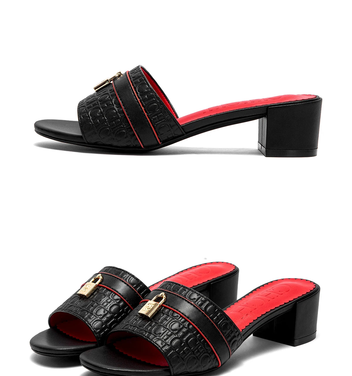 Sandálias CHCH – Salto Baixo 5cm, Bloco Grosso, Confortáveis, Slip-On, Casual e Elegantes