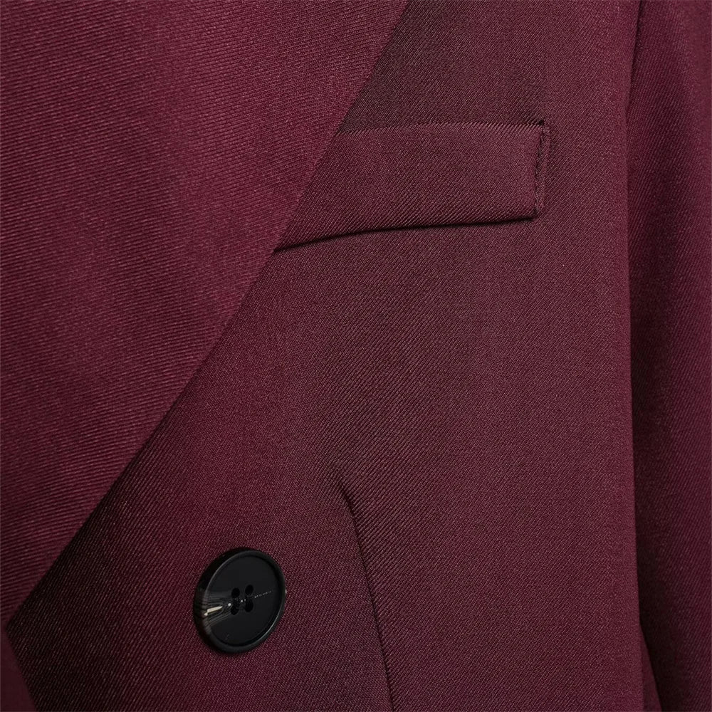 Conjunto  – Blazer com Botões Duplos e Calça de Cintura Alta