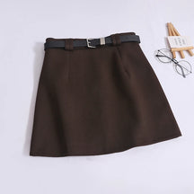 Saia de Lã com Cinto – Modelo A-Line Cintura Alta, Elegante