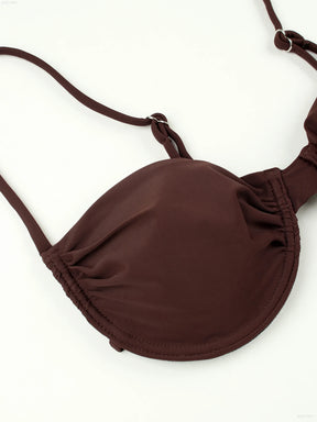 Conjunto de Biquíni com Efeito Push-Up e Saia Franzida