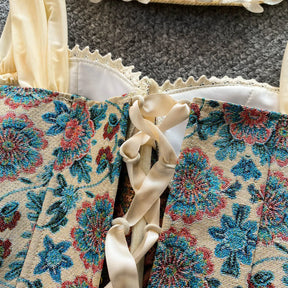 Top de Alças Estampado com Detalhes em Renda
