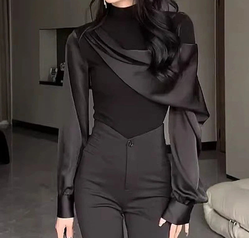 Blusa com Gola Alta Média – Elegância Sofisticada