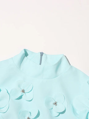 Vestido Bordado Aplicação Flores Alfaiataria
