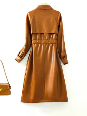 Trench Coat em Pelica de Carneiro com Cinto Integrado