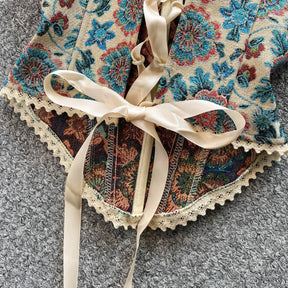 Top de Alças Estampado com Detalhes em Renda
