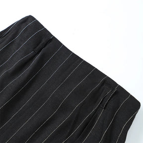Conjunto Listrado - Colete e Mini Saia, Sem Mangas, Casual Elegante