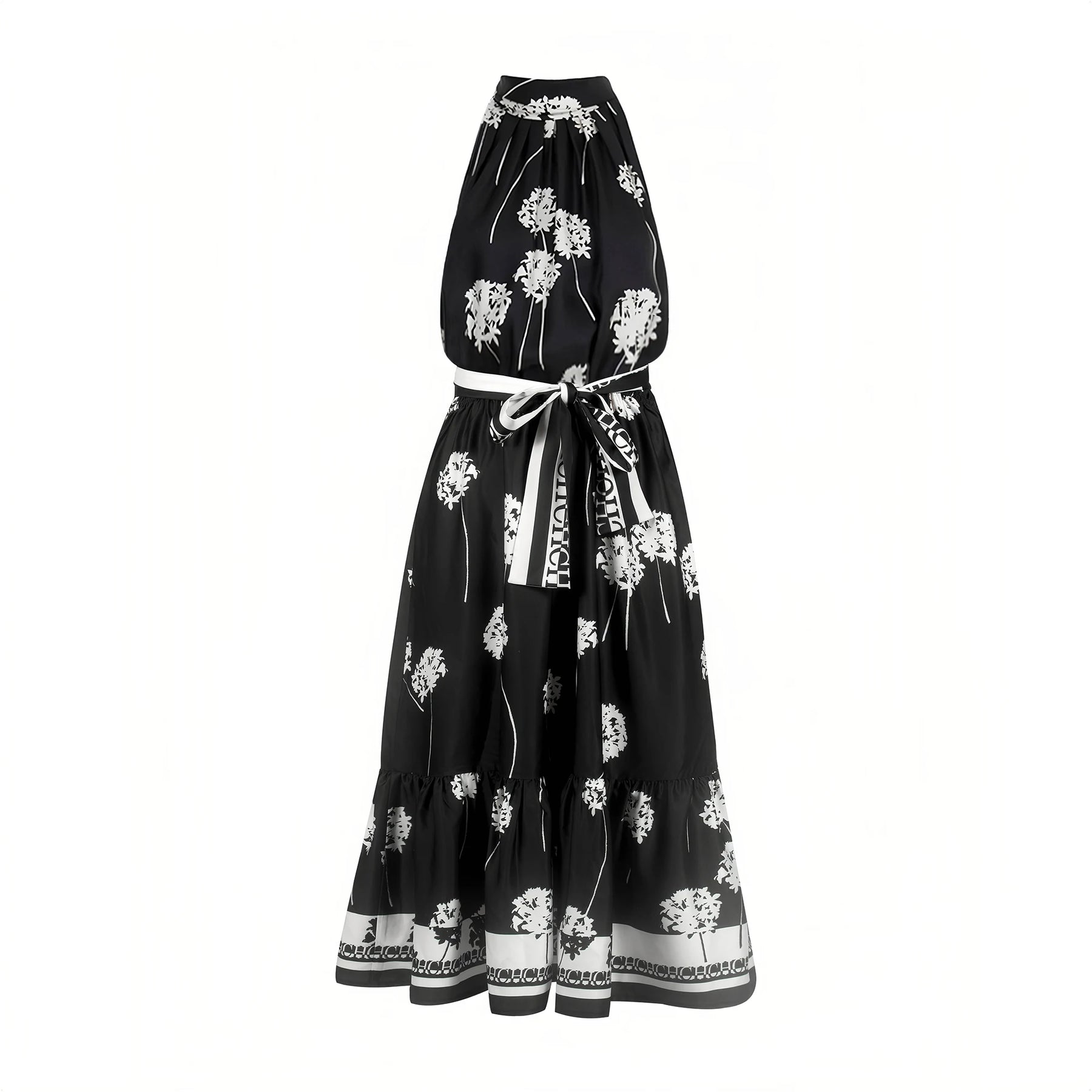 Vestido CHCH Elegante – Sem Mangas, Cintura Laçada e Caimento Perfeito