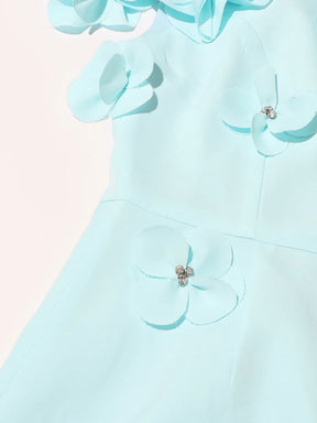 Vestido Bordado Aplicação Flores Alfaiataria