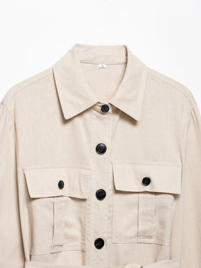 Conjunto Casual Feminino com Cinto, Camisa de Linho e Calça