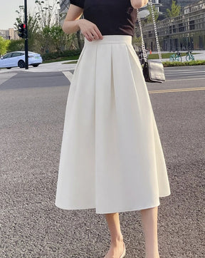Saia Midi com bolsos alfaiataria
