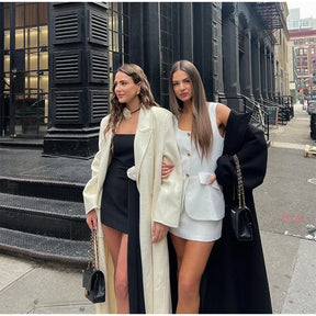 Conjunto saia e colete alongado - alfaiataria