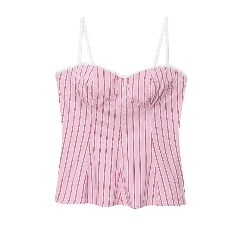 Conjunto Listrado com Top Laço e Calça de Alfaiataria – Elegância Leve para o Verão