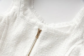 Vestido tweed tecido de luxo qualidade