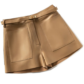 Shorts Couro Legitimo - Com Cinto