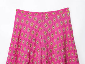 Conjunto Essence – Top Estampado em Favo & Saia Midi de Cintura Alta