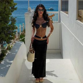 Conjunto Tres peças - Biquini e saia