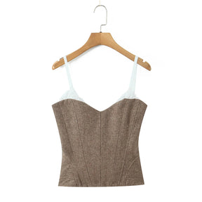 Top Cropped com Detalhe de Renda, Decote Baixo