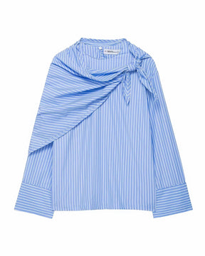 Camisa Casual Listrada com Lenço Integrado