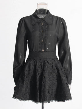 Conjunto Casual com Blusa Patchwork e Saia Mini – Estilo Chic e Atual