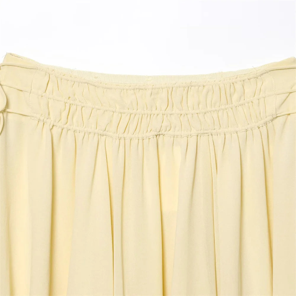 Conjunto Camisa com Babados & Saia Midi Casual Primavera/Verão