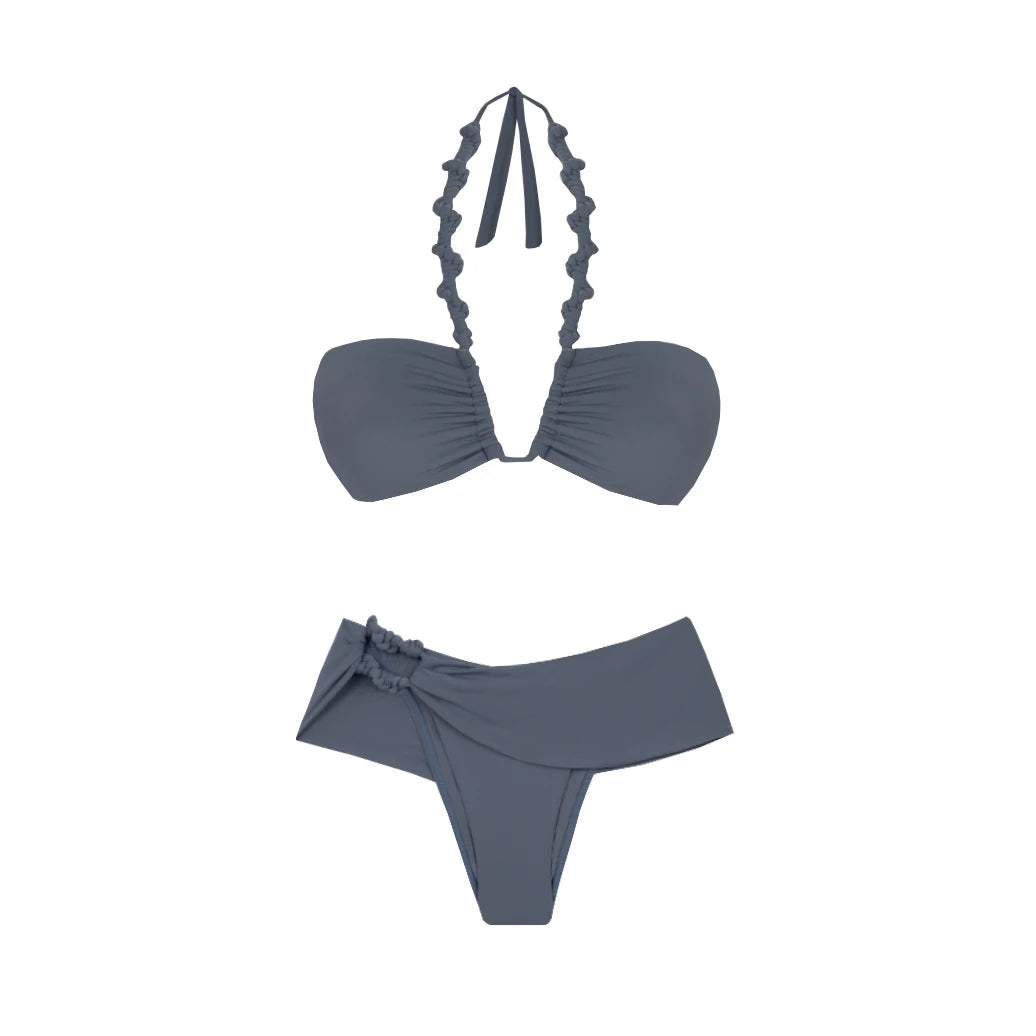 Conjunto Biquíni com Saia Longa Listrada