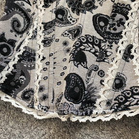 Top de Alças Estampado com Detalhes em Renda