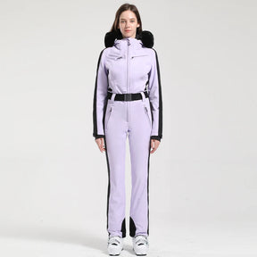 Macacão Feminino de Ski em Peça Única – Proteção Térmica, Impermeável e Corta-Vento