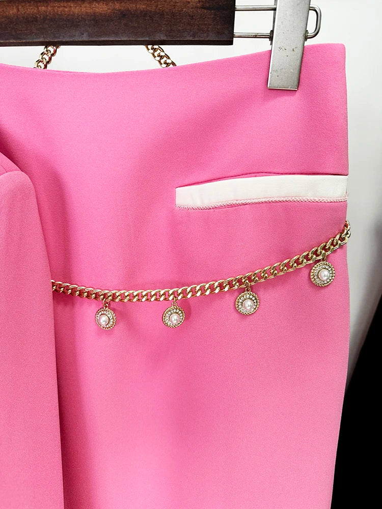 Conjunto Feminino Blazer e Saia – Botões Forrados e Designer Sofisticado