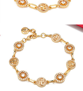 Pulseira CHCH Feminina de Luxo com Design em Letras e Pedrarias