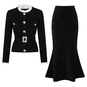 Conjunto Executivo Rosa: Casaco Estruturado e Saia Sereia Midi – Elegância